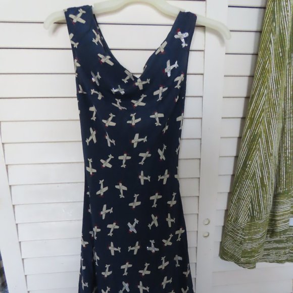 Navy Blue Printed Women's Dress